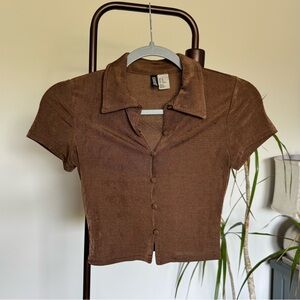 H&M Brown Button Up Top
